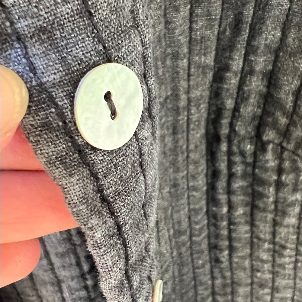Russ Berens Sz S Linen Blend Quilted Shirt-Jacket Navy Stone Washed Lagenlook - Picture 5 of 11